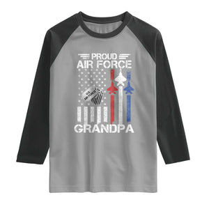 Proud Air Force Grandpa Raglan Shirt Military Army Grandfather Vintage American Flag