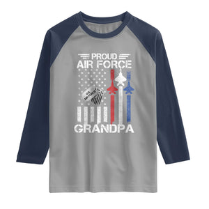 Proud Air Force Grandpa Raglan Shirt Military Army Grandfather Vintage American Flag