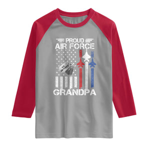 Proud Air Force Grandpa Raglan Shirt Military Army Grandfather Vintage American Flag
