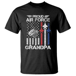 Proud Air Force Grandpa T Shirt Military Army Grandfather Vintage American Flag
