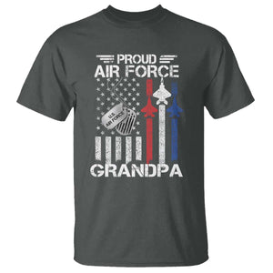 Proud Air Force Grandpa T Shirt Military Army Grandfather Vintage American Flag