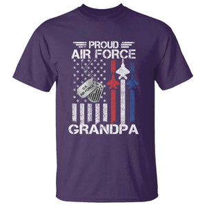 Proud Air Force Grandpa T Shirt Military Army Grandfather Vintage American Flag