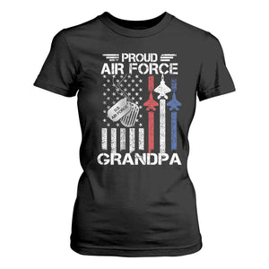 Proud Air Force Grandpa T Shirt For Women Military Army Grandfather Vintage American Flag