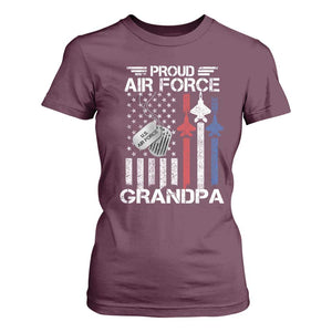 Proud Air Force Grandpa T Shirt For Women Military Army Grandfather Vintage American Flag