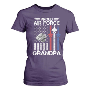 Proud Air Force Grandpa T Shirt For Women Military Army Grandfather Vintage American Flag
