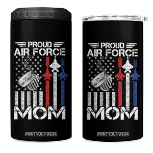 Proud Air Force Mom 4 in 1 Can Cooler Tumbler Military Army Mama Vintage American Flag TS11 One Size: 16 oz Black Print Your Wear