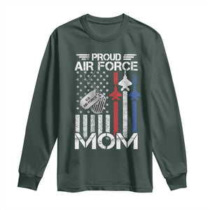 Proud Air Force Mom Long Sleeve Shirt Military Army Mama Vintage American Flag TS11 Dark Forest Green Print Your Wear