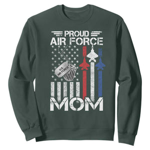 Proud Air Force Mom Sweatshirt Military Army Mama Vintage American Flag TS11 Dark Forest Green Print Your Wear
