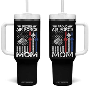 Proud Air Force Mom Tumbler With Handle Military Army Mama Vintage American Flag TS11 One Size: 40 oz Black Print Your Wear