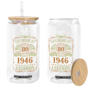 80th Birthday Glass Can Life Begins At 80 Born In 1946 The Year Of Legends TS11 Print Your Wear