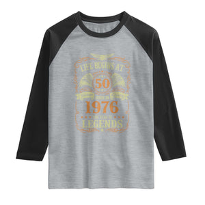 50th Birthday Raglan Shirt Life Begins At 50 Born In 1976 The Year Of Legends TS11 Heather Gray Black Print Your Wear
