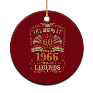 60th Birthday Ceramic Ornament Life Begins At 60 Born In 1966 The Year Of Legends TS11 1pc Red Print Your Wear