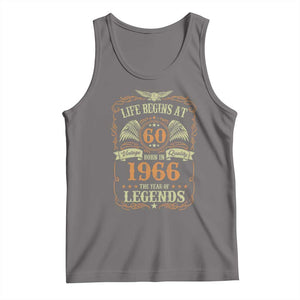 60th Birthday Tank Top Life Begins At 60 Born In 1966 The Year Of Legends TS11 Deep Heather Print Your Wear