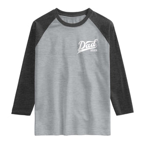 Promoted To Dad Again Raglan Shirt Funny Daddy Again Pregnancy Announcement TS11 Heather Gray Heather Charcoal Print Your Wear