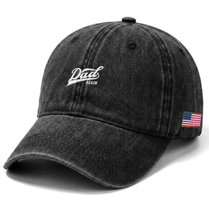 Promoted To Dad Again Washed Cotton Baseball Cap Funny Daddy Again Pregnancy Announcement TS11 Print Your Wear