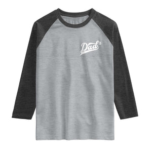 Dad Of Three Raglan Shirt Funny Daddy Cubed Promoted for The Third Time TS11 Heather Gray Heather Charcoal Print Your Wear