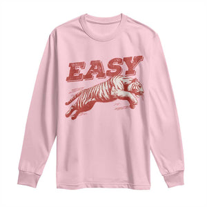 Easy Tiger Long Sleeve Shirt Vintage Distressed Tiger Trendy Grunge Indie Boho TS11 Light Pink Print Your Wear