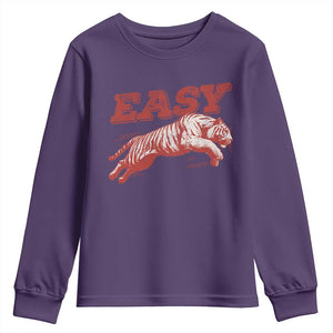 Easy Tiger Youth Sweatshirt Vintage Distressed Tiger Trendy Grunge Indie Boho TS11 Purple Print Your Wear