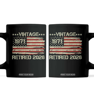 55th Birthday Retirement Coffee Mug Vintage 1971 Retired 2026 American Flag TS11 Black Print Your Wear