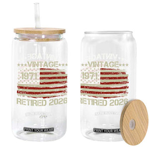 55th Birthday Retirement Glass Can Vintage 1971 Retired 2026 American Flag TS11 Print Your Wear
