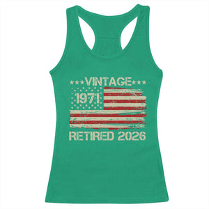 55th Birthday Retirement Racerback Tank Top Vintage 1971 Retired 2026 American Flag TS11 Irish Green Print Your Wear