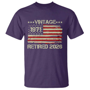 55th Birthday Retirement T Shirt Vintage 1971 Retired 2026 American Flag TS11 Purple Print Your Wear