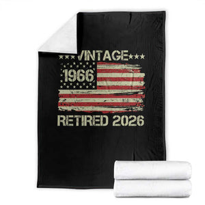 60th Birthday Retirement Throw Blanket Vintage 1966 Retired 2026 American Flag TS11 Black Print Your Wear