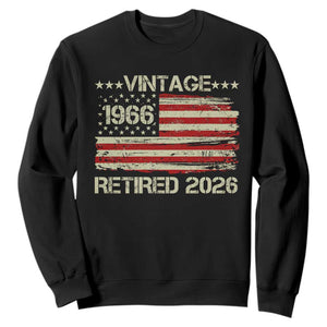 60th Birthday Retirement Sweatshirt Vintage 1966 Retired 2026 American Flag TS11 Black Print Your Wear