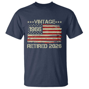 60th Birthday Retirement T Shirt Vintage 1966 Retired 2026 American Flag TS11 Navy Print Your Wear