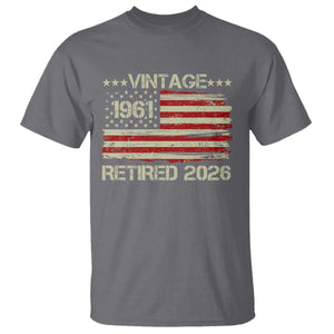 65th Birthday Retirement T Shirt Vintage 1961 Retired 2026 American Flag TS11 Charcoal Print Your Wear