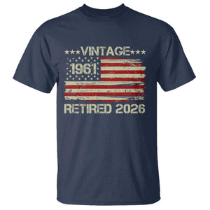 65th Birthday Retirement T Shirt Vintage 1961 Retired 2026 American Flag TS11 Navy Print Your Wear