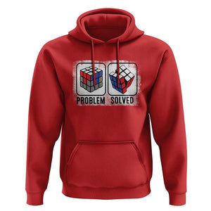 Competitive Puzzle Cube Rubik Hoodie Problem Solved Vintage Speed Cubing TS11 Red Print Your Wear