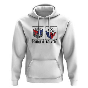 Competitive Puzzle Cube Rubik Hoodie Problem Solved Vintage Speed Cubing TS11 White Print Your Wear