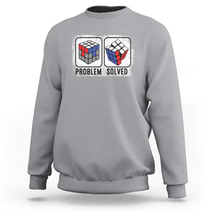 Competitive Puzzle Cube Rubik Sweatshirt Problem Solved Vintage Speed Cubing TS11 Sport Gray Print Your Wear