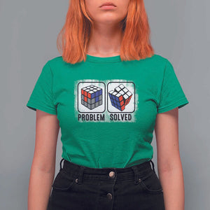 Competitive Puzzle Cube Rubik T Shirt For Women Problem Solved Vintage Speed Cubing TS11 Irish Green Print Your Wear