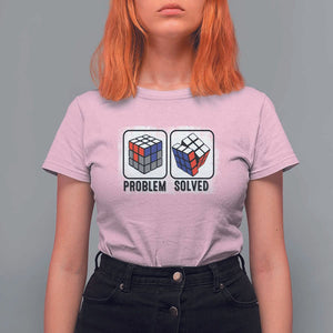 Competitive Puzzle Cube Rubik T Shirt For Women Problem Solved Vintage Speed Cubing TS11 Light Pink Print Your Wear