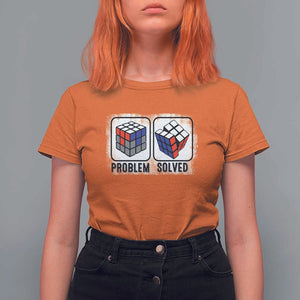 Competitive Puzzle Cube Rubik T Shirt For Women Problem Solved Vintage Speed Cubing TS11 Orange Print Your Wear