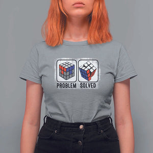 Competitive Puzzle Cube Rubik T Shirt For Women Problem Solved Vintage Speed Cubing TS11 Sport Gray Print Your Wear