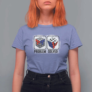 Competitive Puzzle Cube Rubik T Shirt For Women Problem Solved Vintage Speed Cubing TS11 Violet Print Your Wear