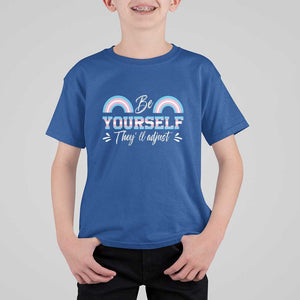 Transgender T Shirt For Kid Be Yourself They'll Adjust Vintage Rainbow Trans Pride Flag LGBT TS11 Royal Blue Print Your Wear
