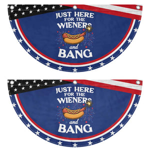 Funny Just Here For The Wieners And Bang Patriotic Fan Flag 4th Of July Hot Dog Lover Fireworks