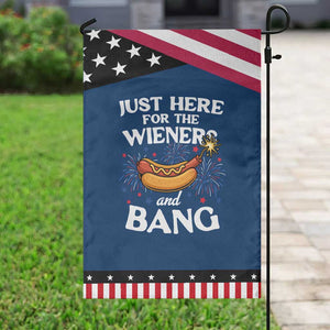 Funny Just Here For The Wieners And Bang Garden Flag 4th Of July Hot Dog Lover Fireworks TS11 Classic Blue Black Print Your Wear