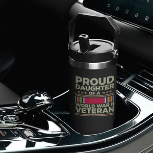 Proud Daughter Of A World War II Veteran Flip Straw Tumbler US WWII Vet TS11 Print Your Wear