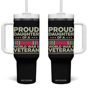 Proud Daughter Of A World War II Veteran Tumbler With Handle US WWII Vet TS11 One Size: 40 oz Black Print Your Wear