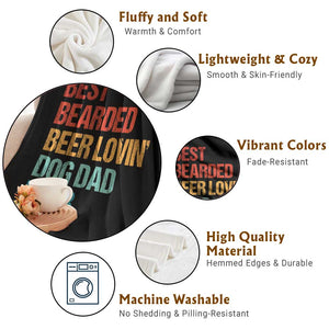 Best Bearded Beer Loving Dog Dad Ever Throw Blanket Pet Lover Father's Day