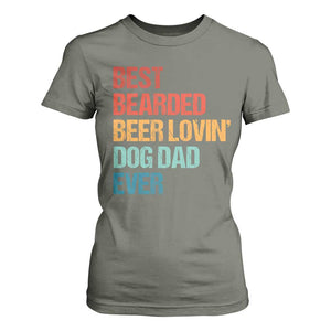 Best Bearded Beer Loving Dog Dad Ever T Shirt For Women Pet Lover Father's Day TS11 Military Green Print Your Wear