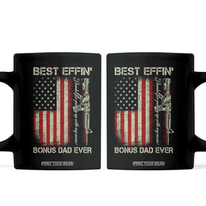 Best Effin Bonus Dad Ever Coffee Mug Step Dad Fathers Day Vintage American Flag TS11 Black Print Your Wear
