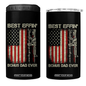 Best Effin Bonus Dad Ever 4 in 1 Can Cooler Tumbler Step Dad Fathers Day Vintage American Flag TS11 One Size: 16 oz Black Print Your Wear