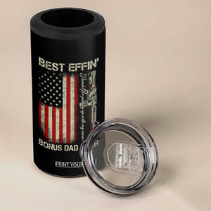 Best Effin Bonus Dad Ever 4 in 1 Can Cooler Tumbler Step Dad Fathers Day Vintage American Flag TS11 Print Your Wear