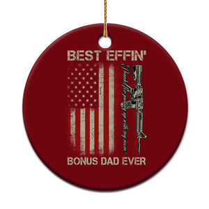 Best Effin Bonus Dad Ever Ceramic Ornament Step Dad Fathers Day Vintage American Flag TS11 1pc Red Print Your Wear